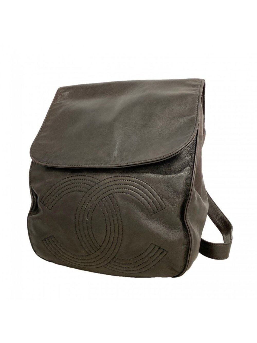 Chanel Backpack Lambskin Black Silver